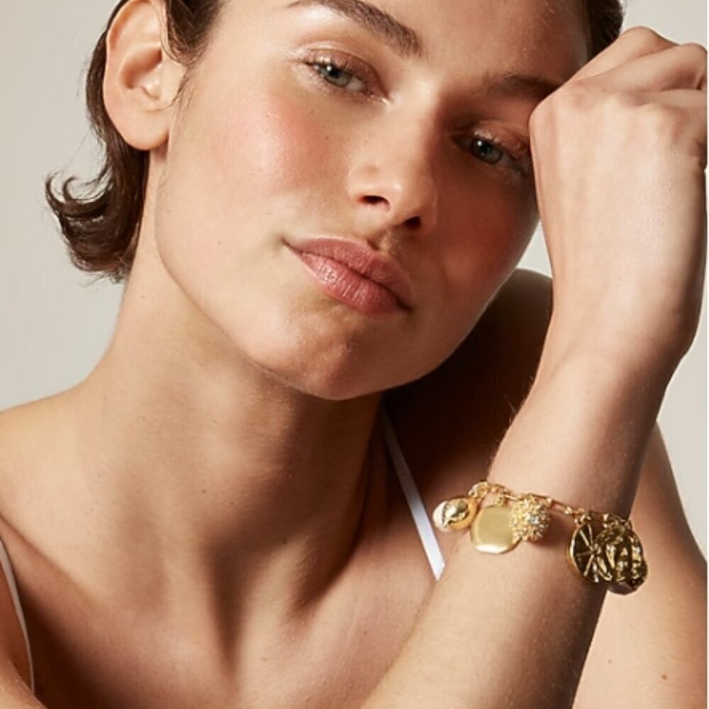 J. Crew Nautical Lemon Charm Bracelet – Shiny Matte Gold – NWT - Picture 4 of 4